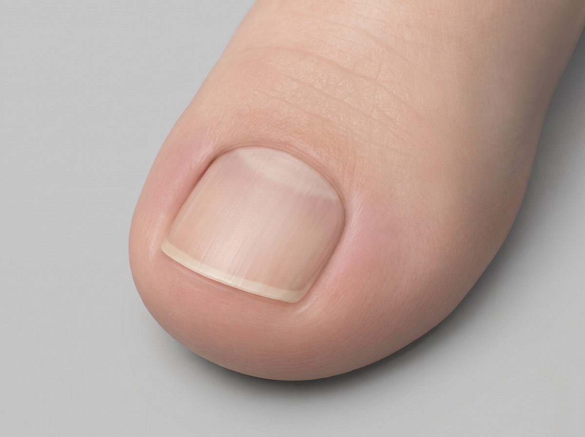 Illustration: großer Zeh nach abgeheilter Laserbehandlung, ohne Wucherung am Nagelwall, mit schmalerem Nagel und glattem Nagelrand